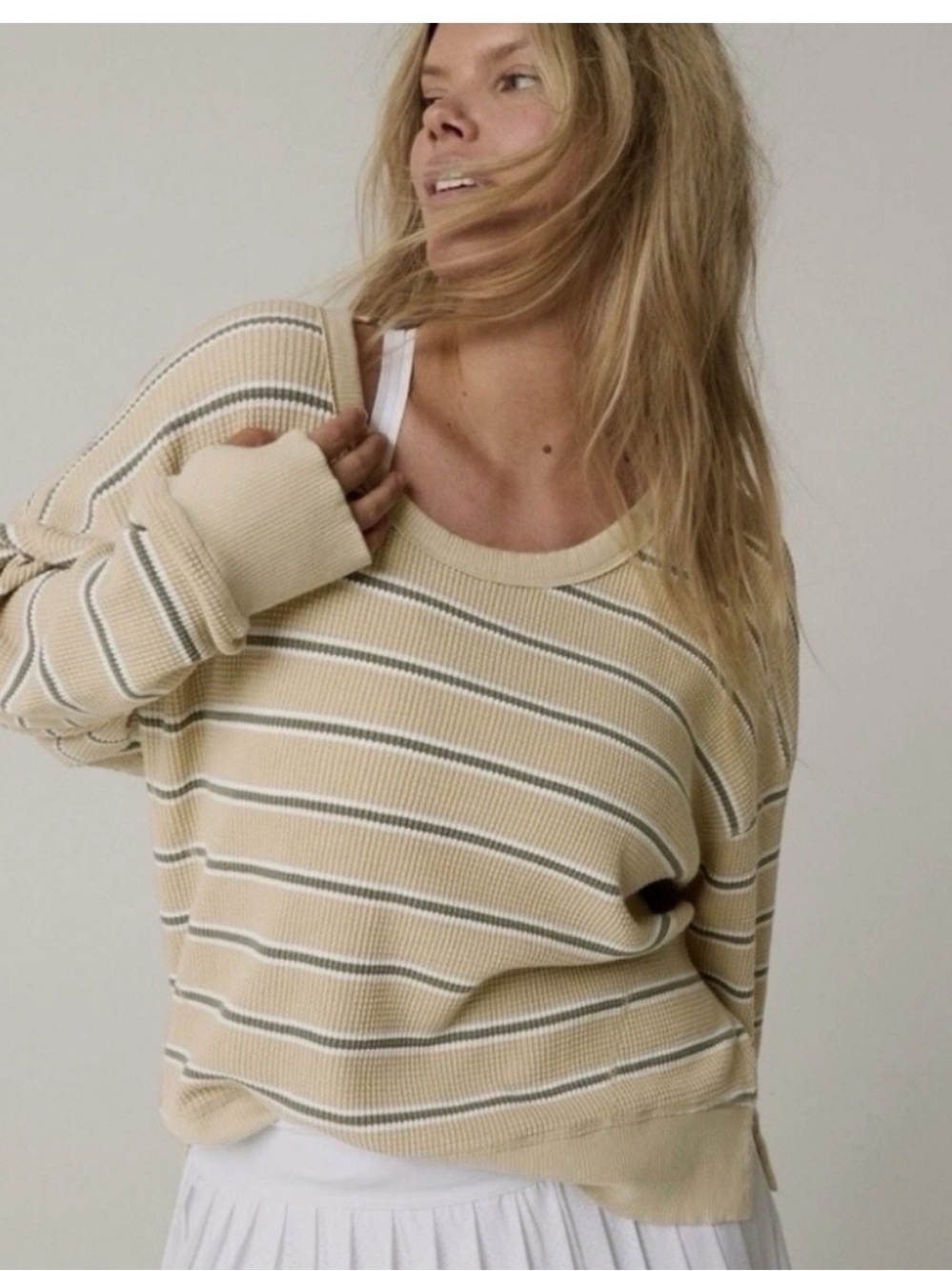 Aerie Offline Waffle Knit Scoop Neck Light Weight Sweater M